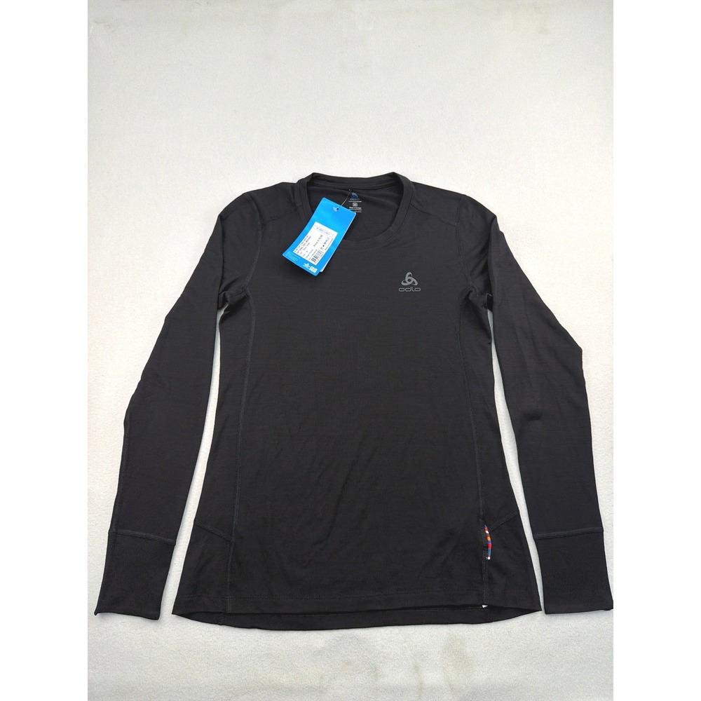 Odlo Womens Natural 100% Merino Wool Long Sleeve Crew Neck Top Black M 119890008